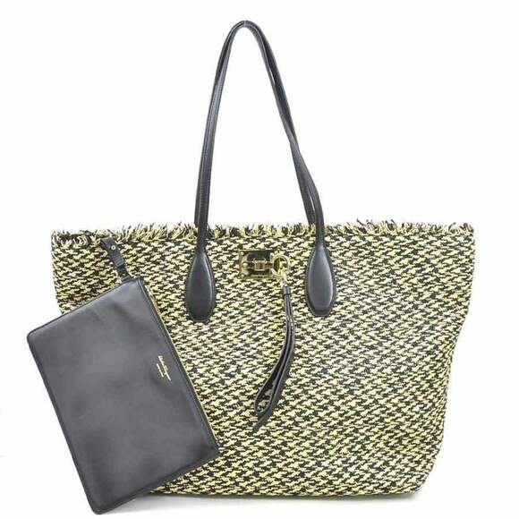 SALVATORE FERRAGAMO Black Leather Pouch - Picture 1 of 5